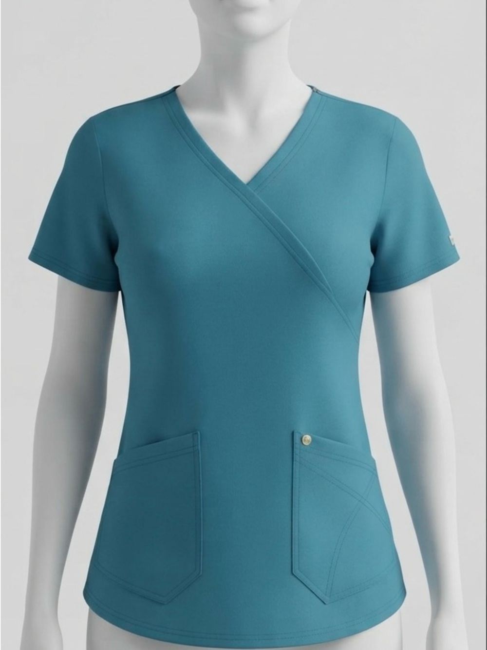 Careisma Sofia Vergara Mock Wrap Scrub Top- Large Teal Blue NWT